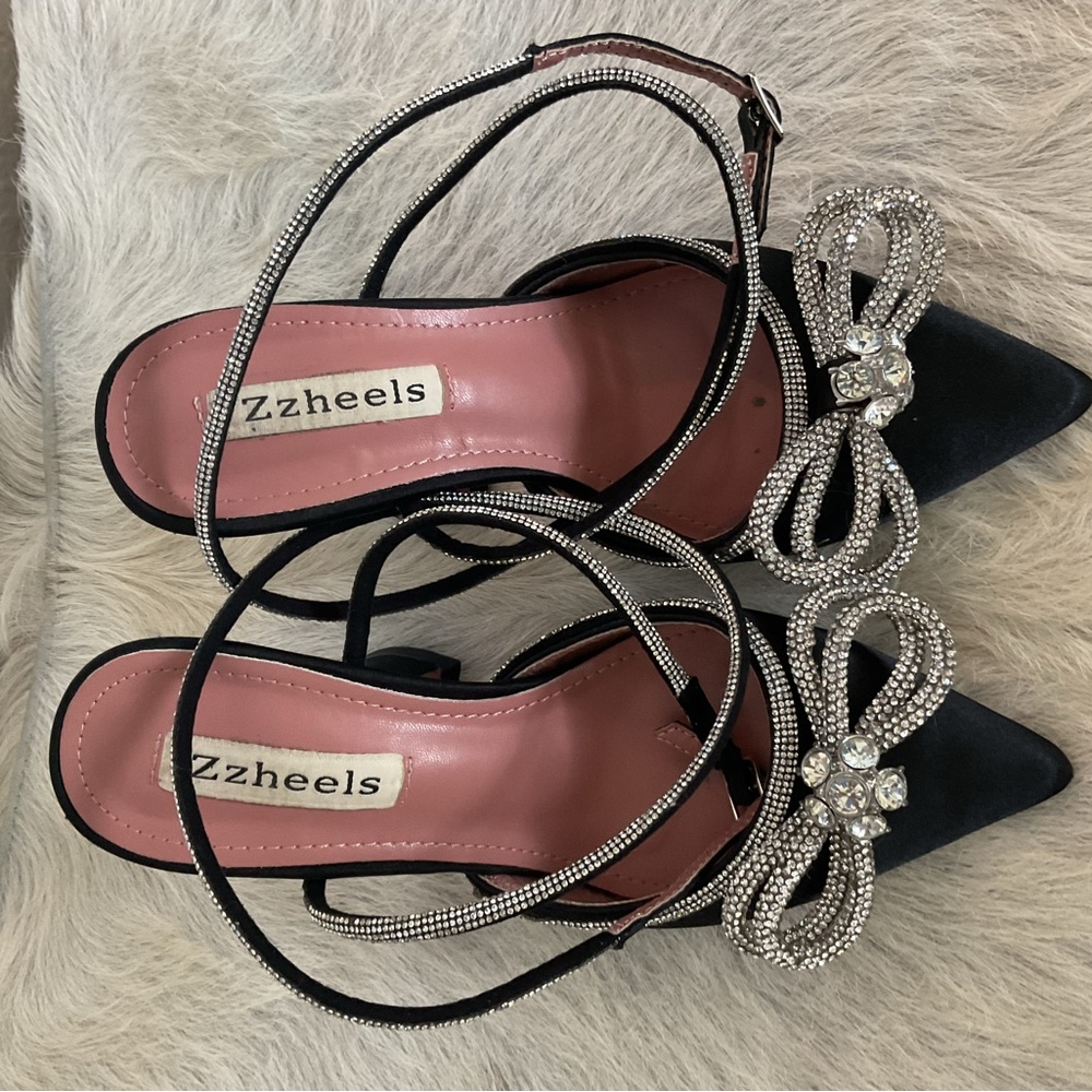Black Heels with Rhinestone Embellishments